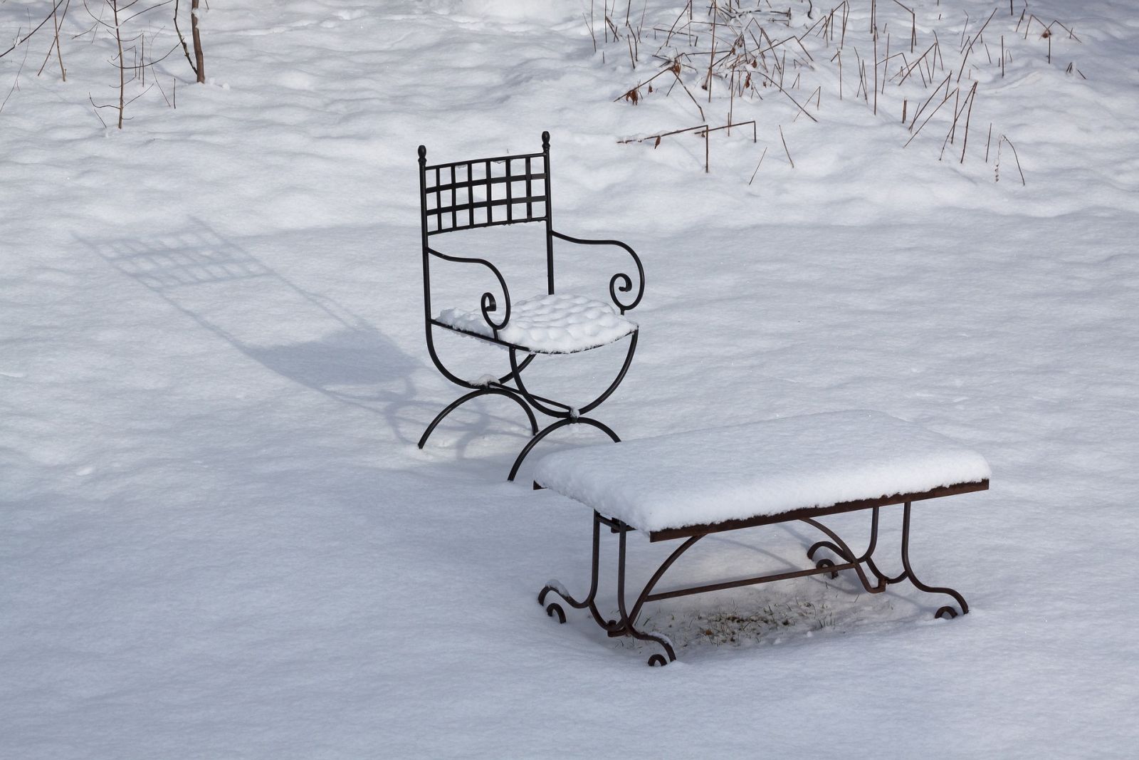 A chair under the snow