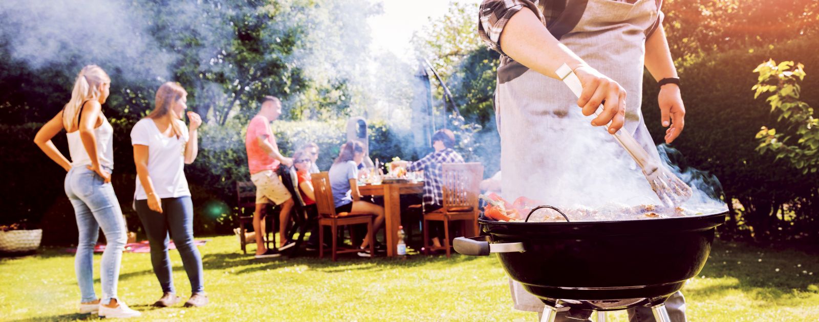 Outdoor summer barbecue setup