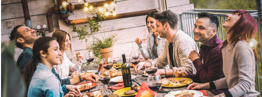 Al fresco barbecue with cosy lighting